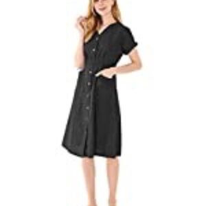 Black Retro Linen Blend Shirtwaist Dress Size S (new with tags)